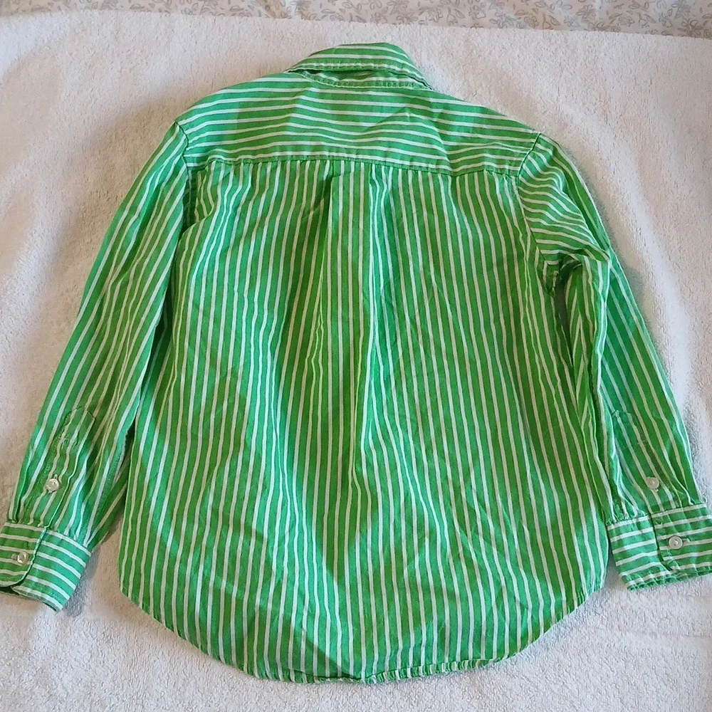 Ralph Lauren Green Striped Dress Shirt Size‎ Kids 5